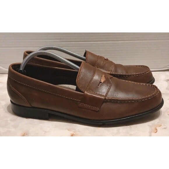 SAS Rockport Colab Mens Leather Penny Loafers Size 9.5 M Brown Handsewn Classic